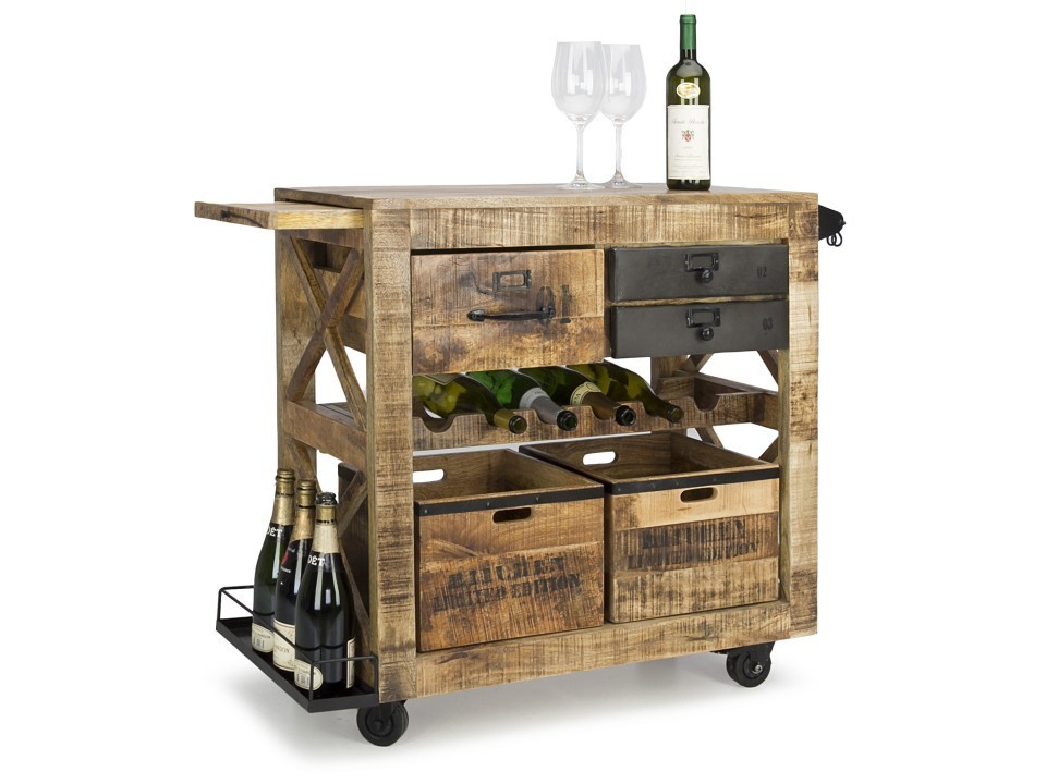 Serv%c3%adrovac%c3%ad voz%c3%adk z mangov%c3%a9ho d%c5%99eva vintage design mobiln%c3%ad voz%c3%adk s kole%c4%8dky industrialni stolek na vino gutmann factory 598652 59775